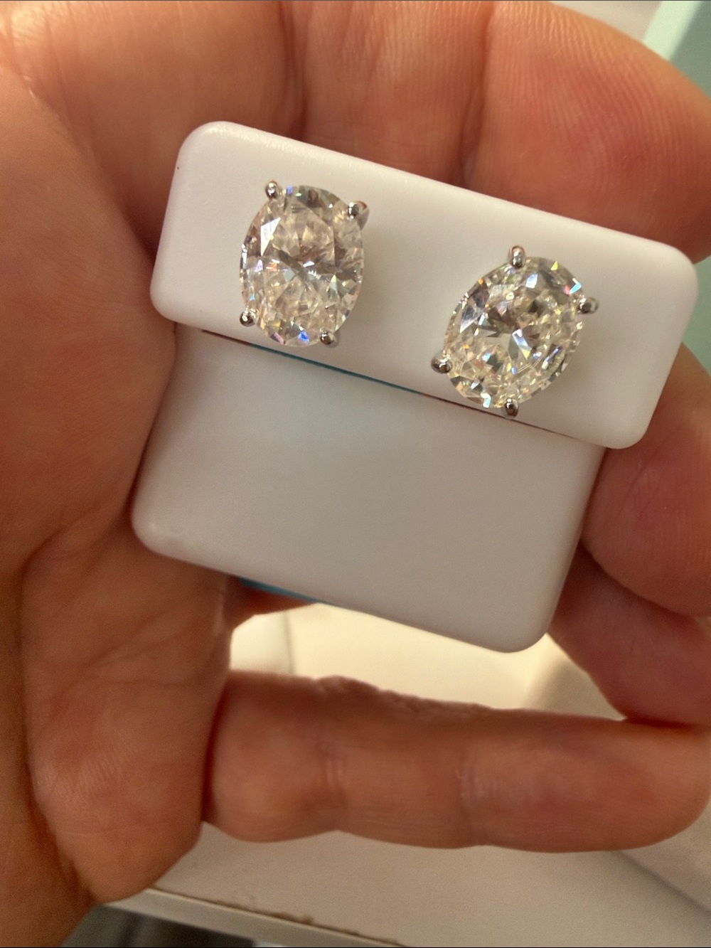 6 CT 925 Sterling Silver Moissanite Oval Stud Earrings MSRP $799 - Picture 3 of 4